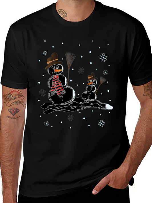 Melting Snowman Graphic Tee - Black