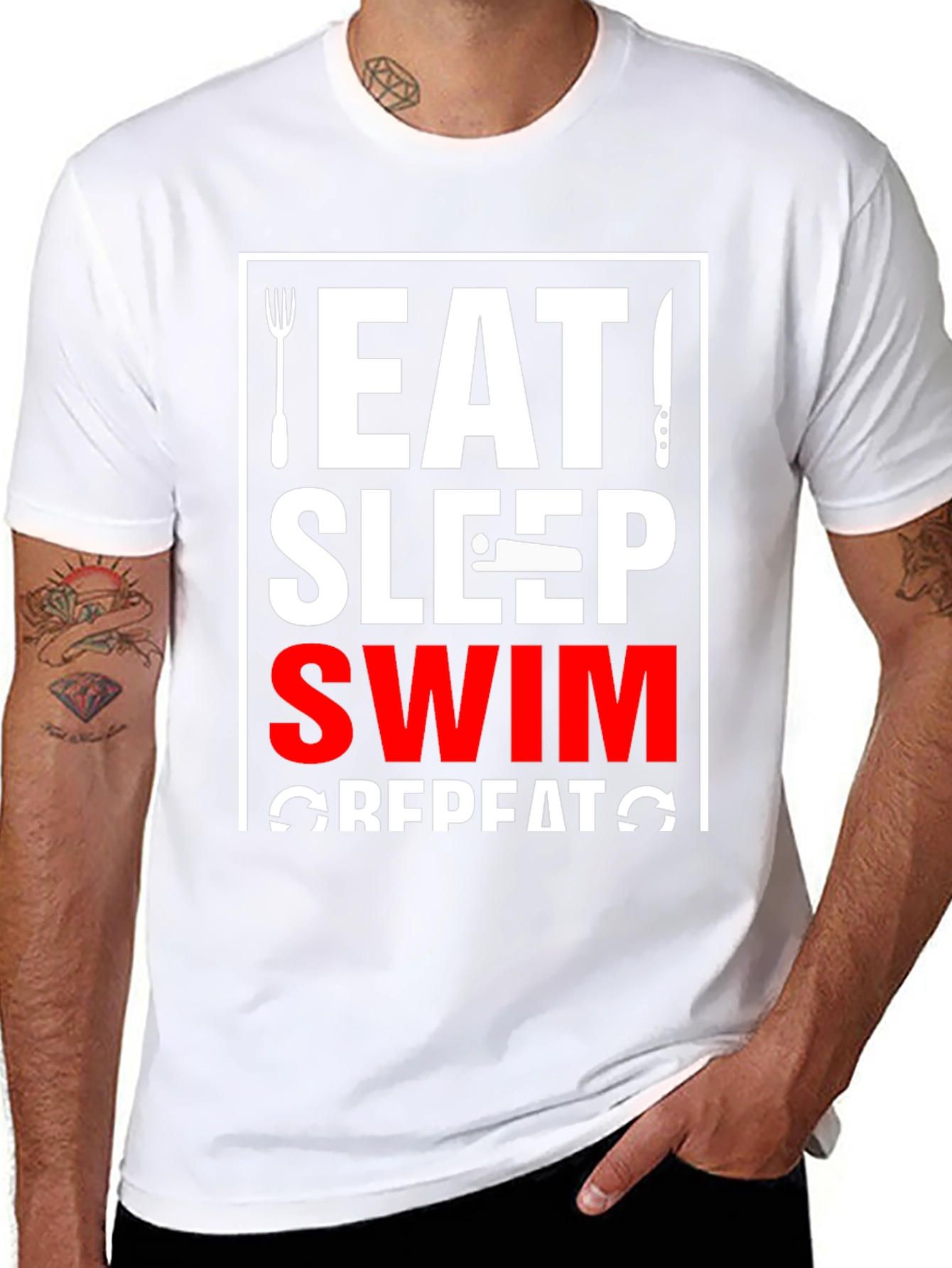 Eat Sleep Swim Repeat Black T-Shirt