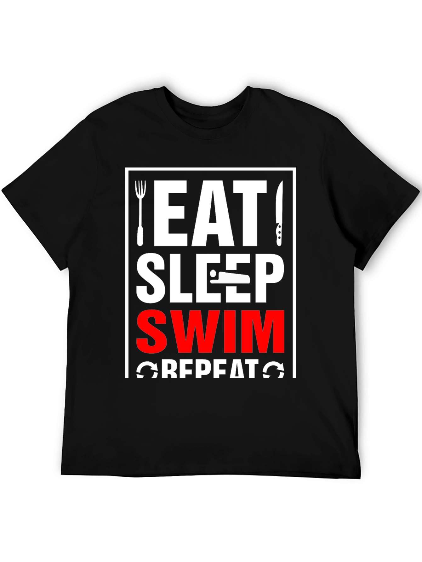 Eat Sleep Swim Repeat Black T-Shirt