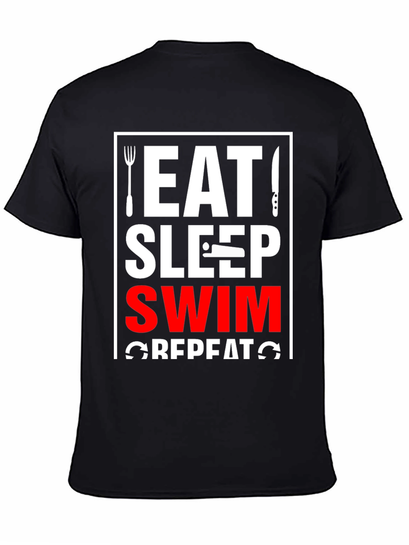 Eat Sleep Swim Repeat Black T-Shirt