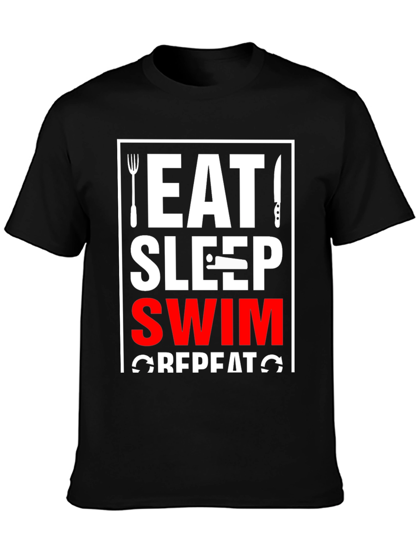 Eat Sleep Swim Repeat Black T-Shirt