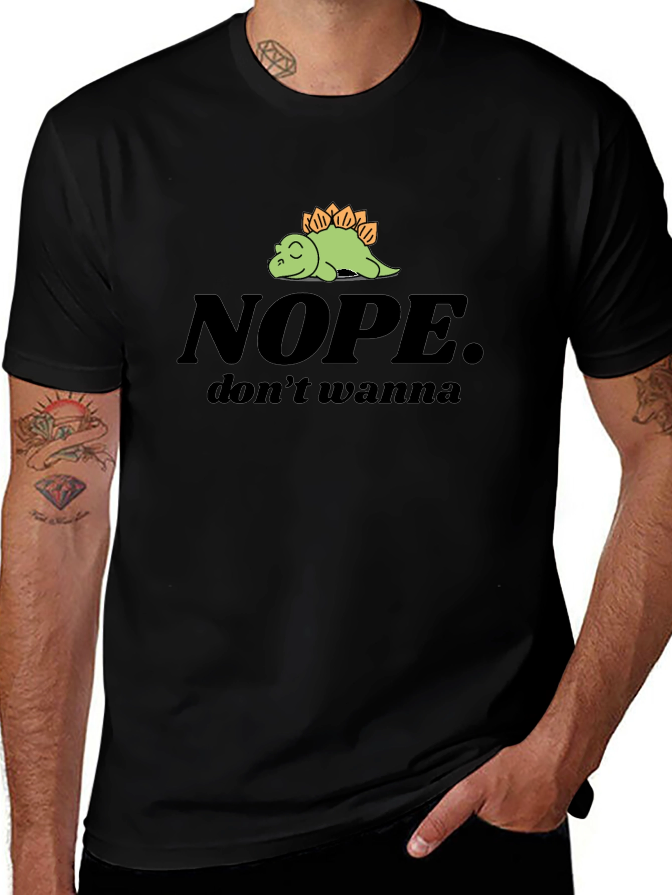 Nope Lazy Dino T-Shirt Funny Stegosaurus Graphic Tee