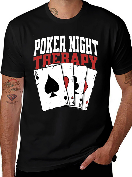 Poker Night Therapy Graphic T-Shirt - Casino Gambling Tee
