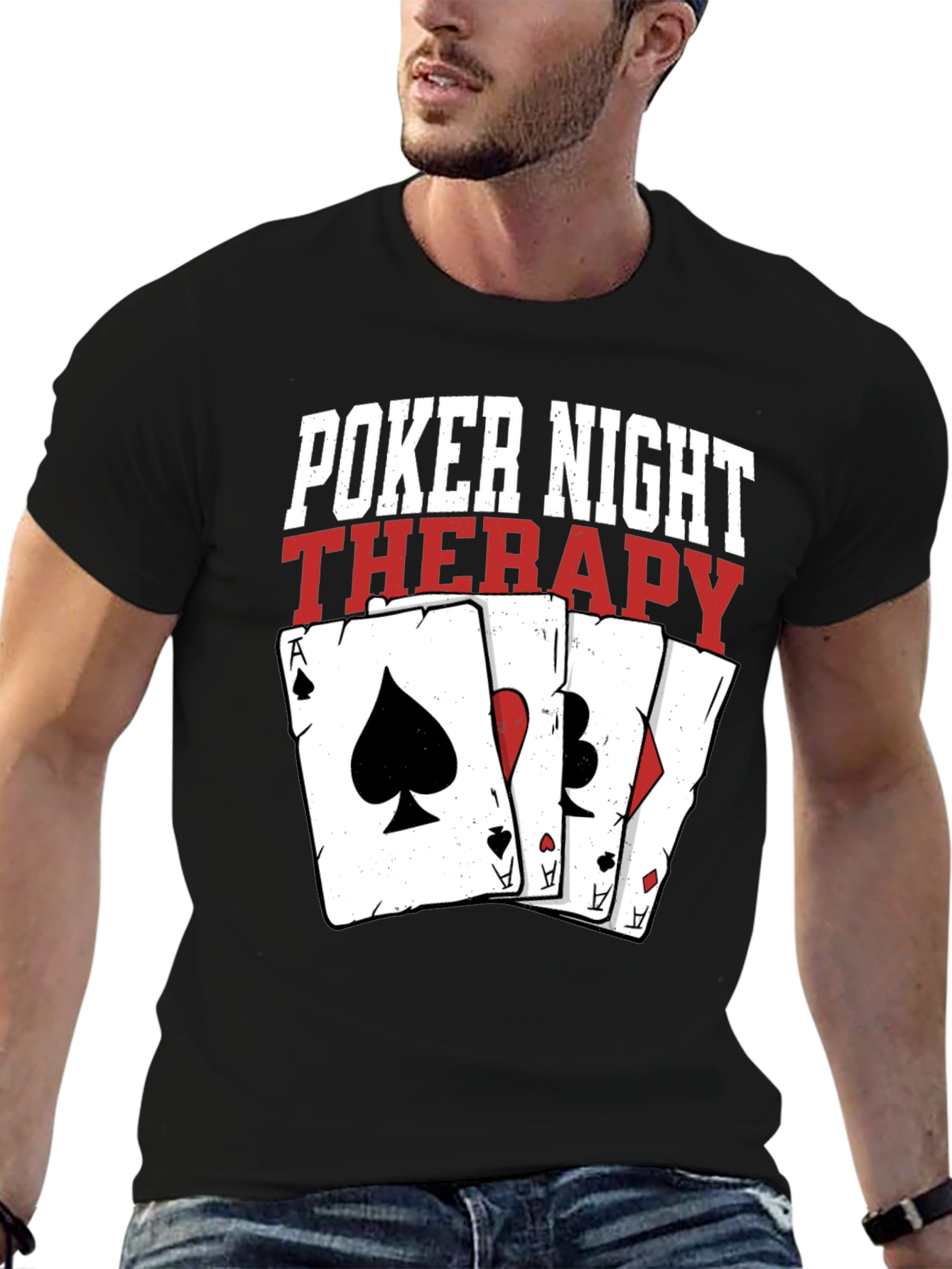 Poker Night Therapy Graphic T-Shirt - Casino Gambling Tee