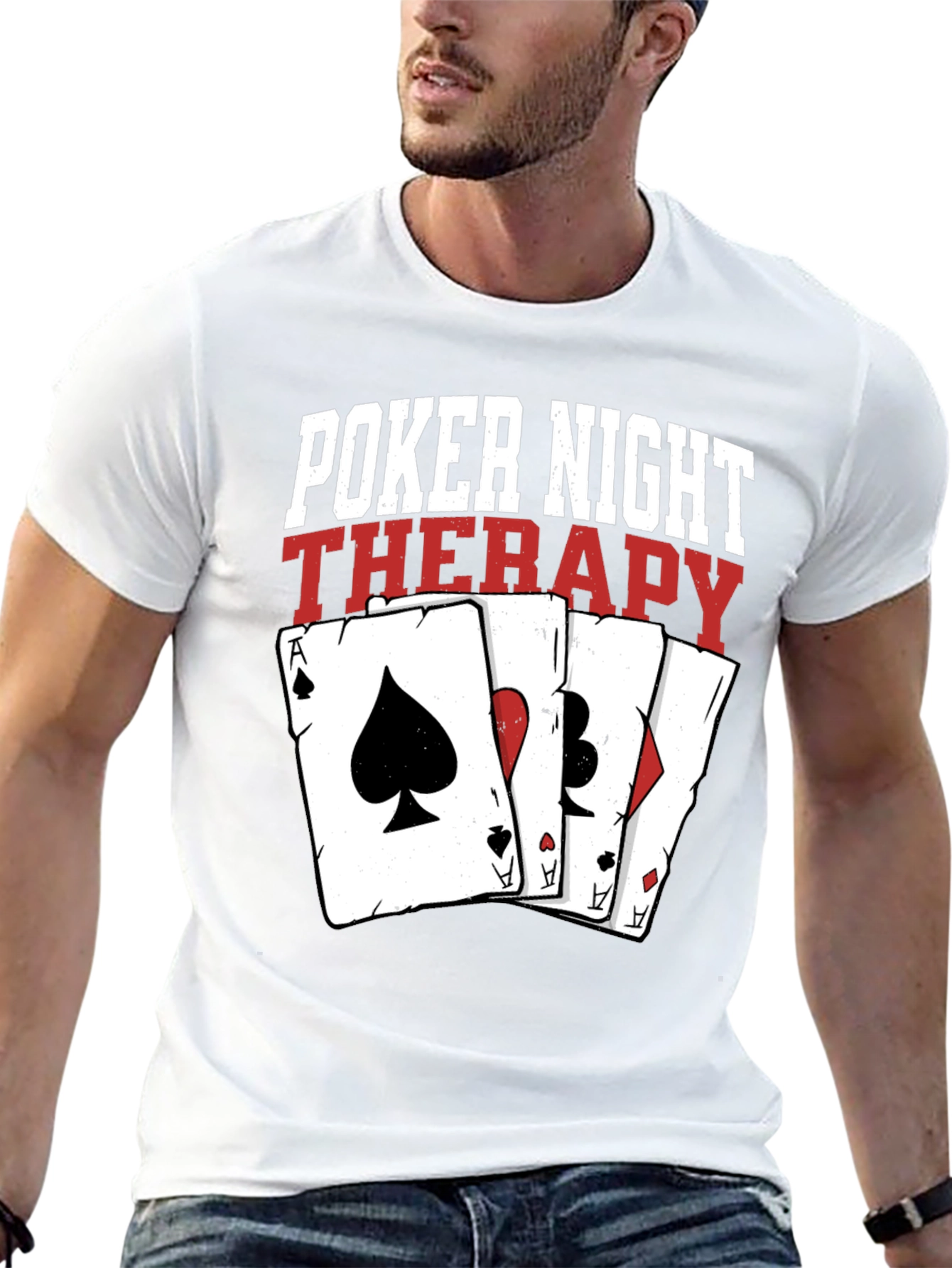 Poker Night Therapy Graphic T-Shirt - Casino Gambling Tee