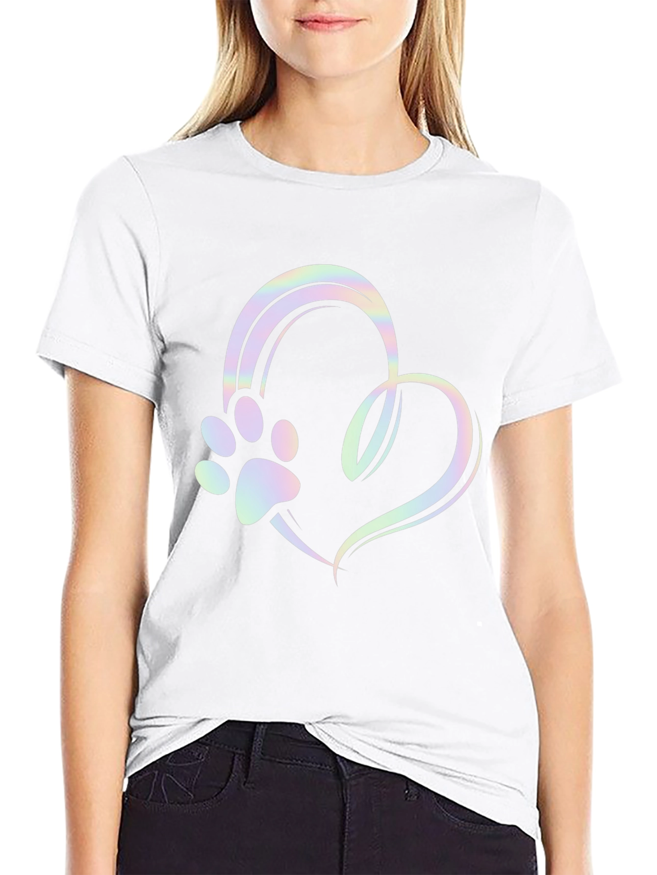 Paw Print Heart Graphic Tee - Unisex Black T-Shirt