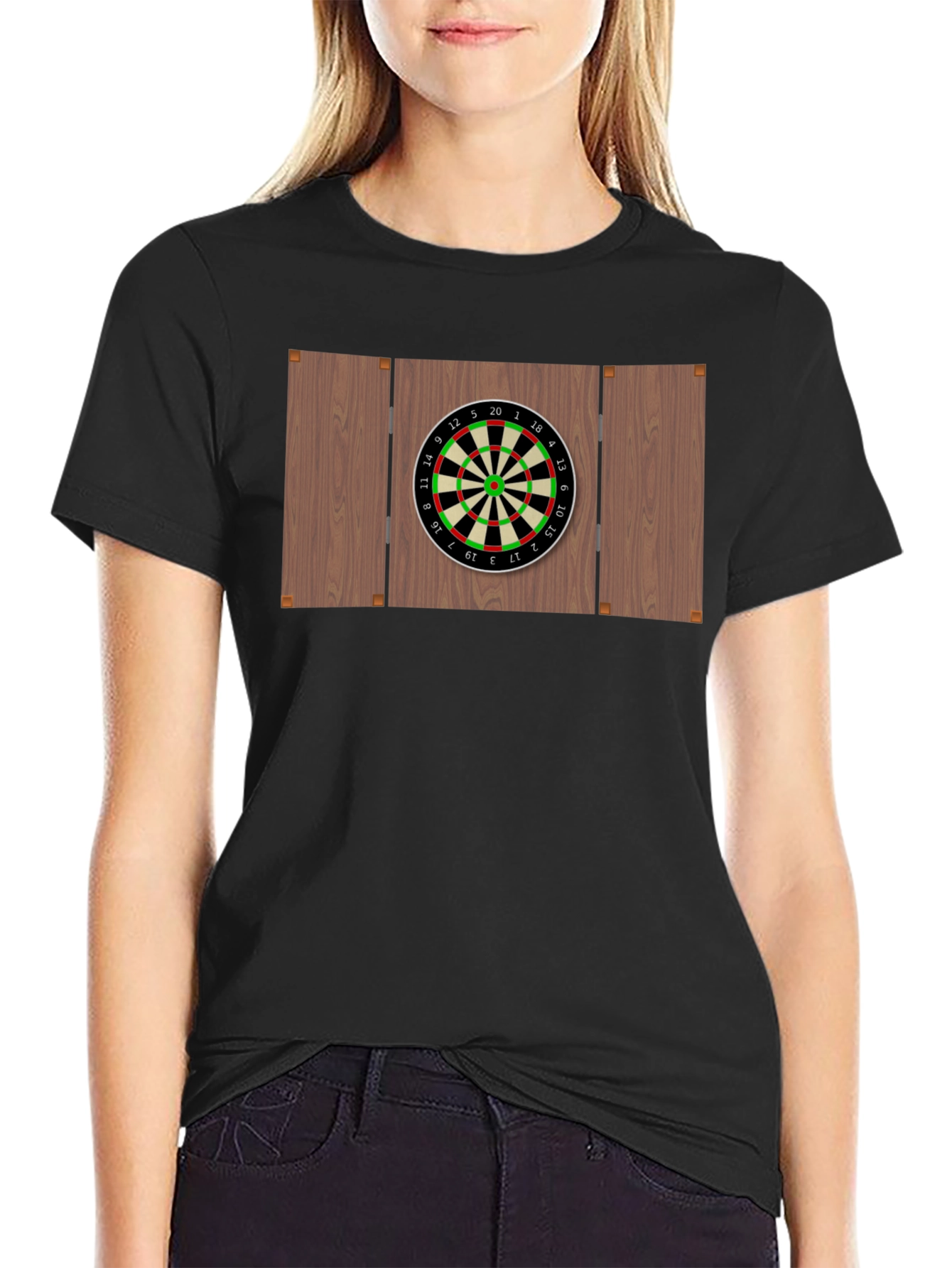 Darts Board Graphic Tee - Black Cotton Casual Wear