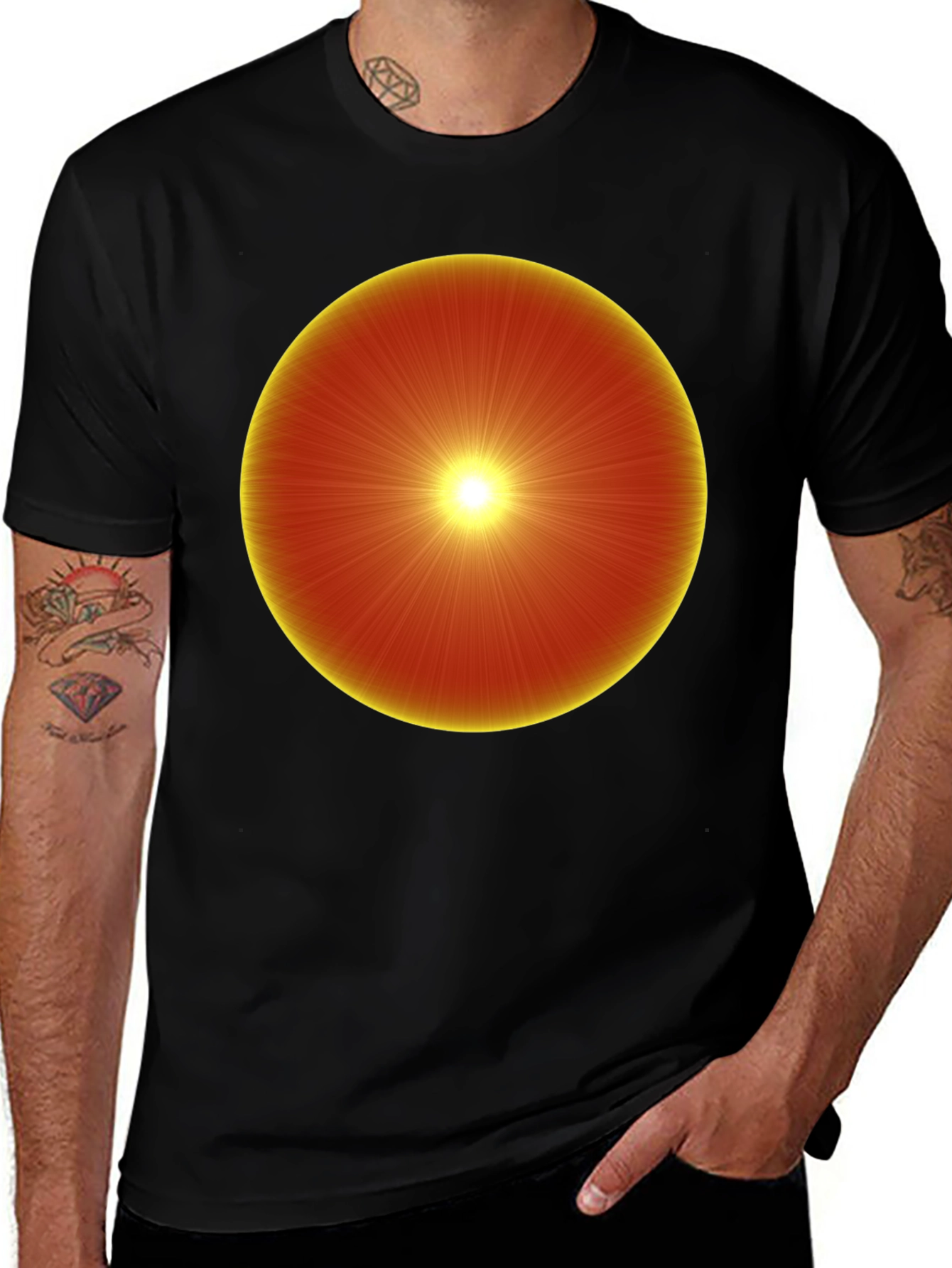 Radiant Sunburst Graphic Tee - Black