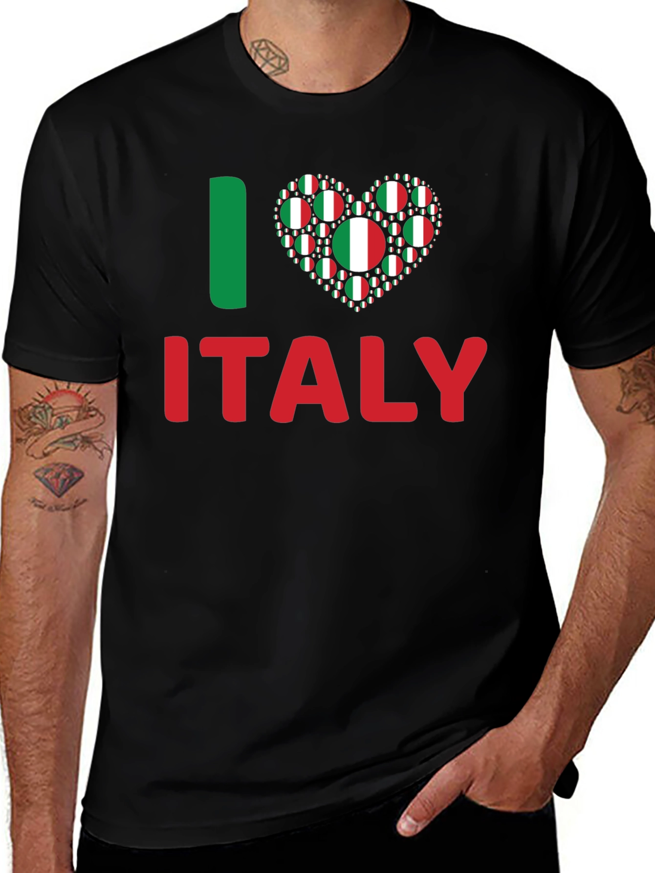 I Love Italy T-Shirt - Italian Flag Heart Design