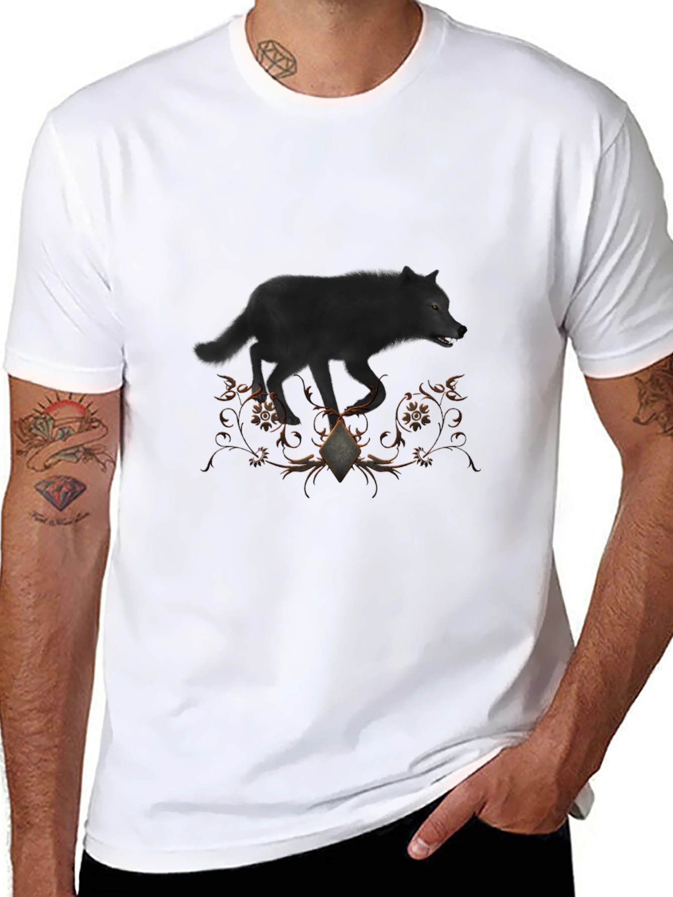 Black Wolf Graphic Tee - Unique Design Shirt