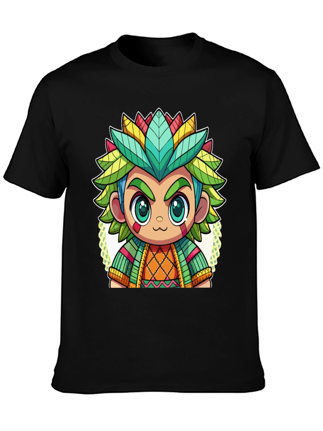 Cartoon Aztec Warrior Graphic Tee