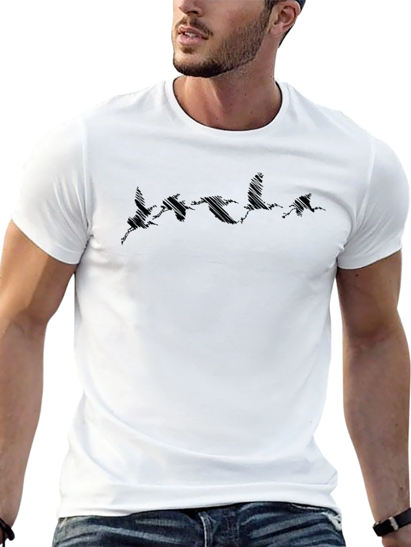 Mens Black Graphic Tee - Flying Geese Design