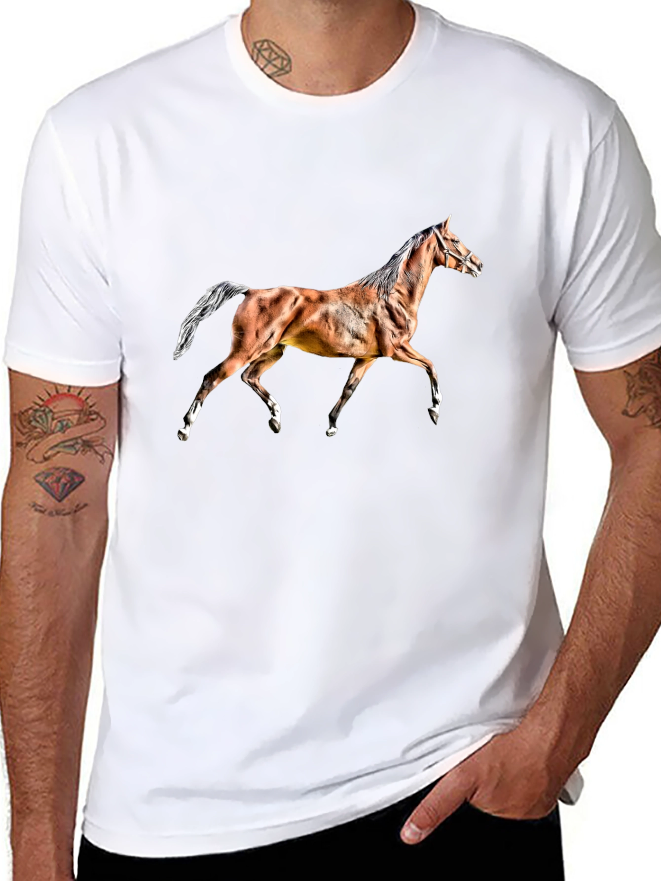 Horse Graphic T-Shirt - Mens Black Tee