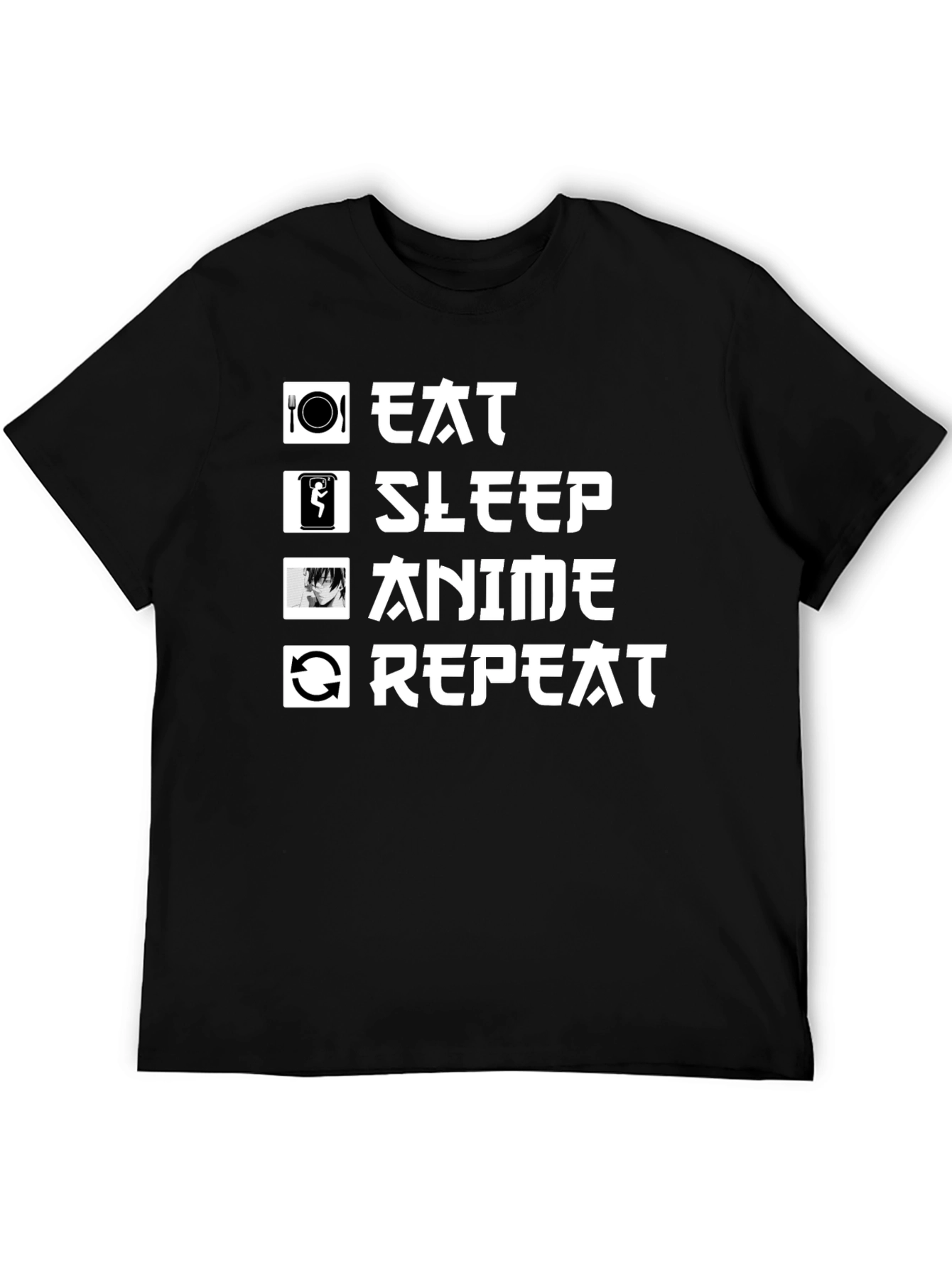 Eat Sleep Anime Repeat Graphic Tee