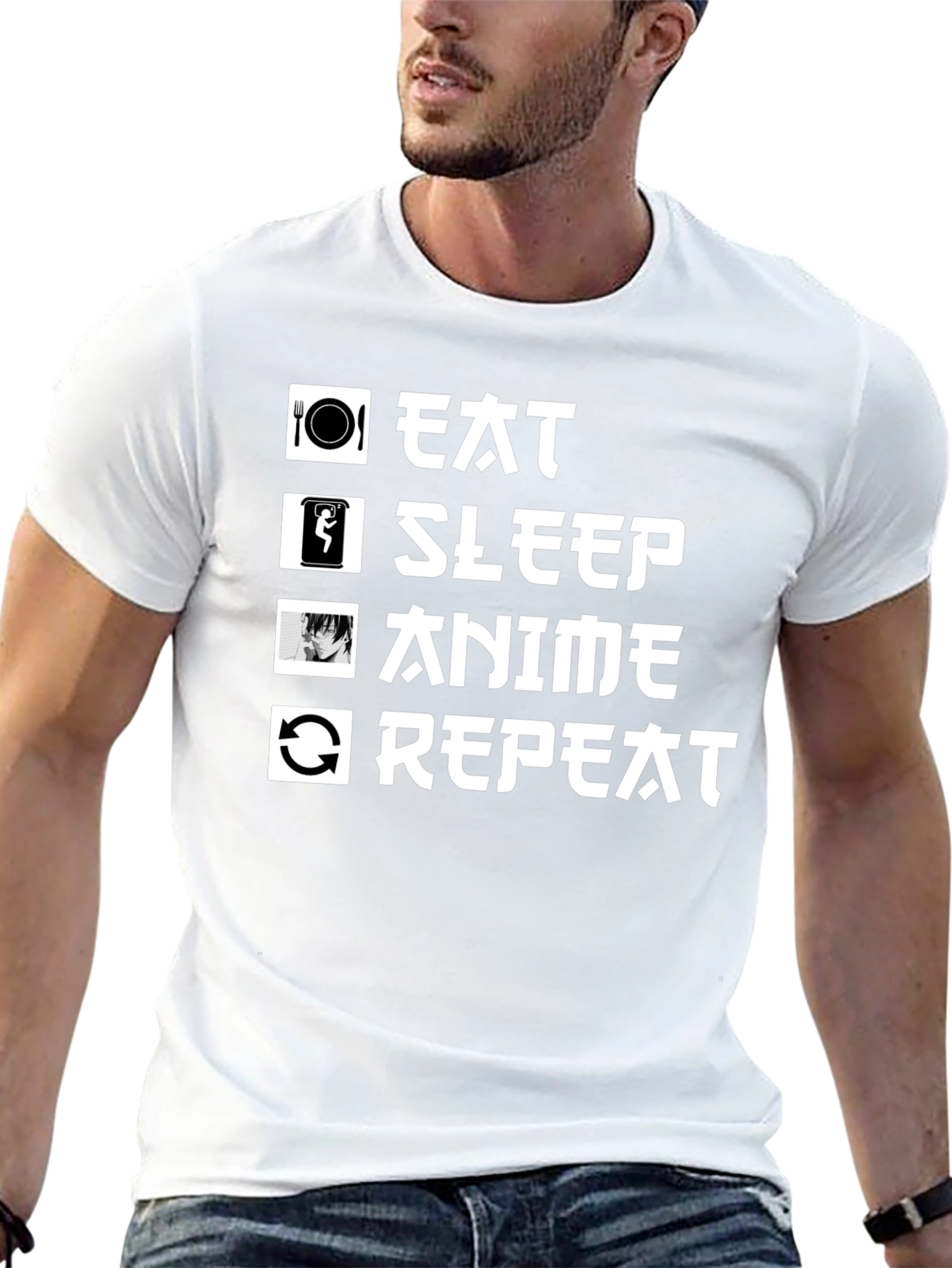 Eat Sleep Anime Repeat Graphic Tee