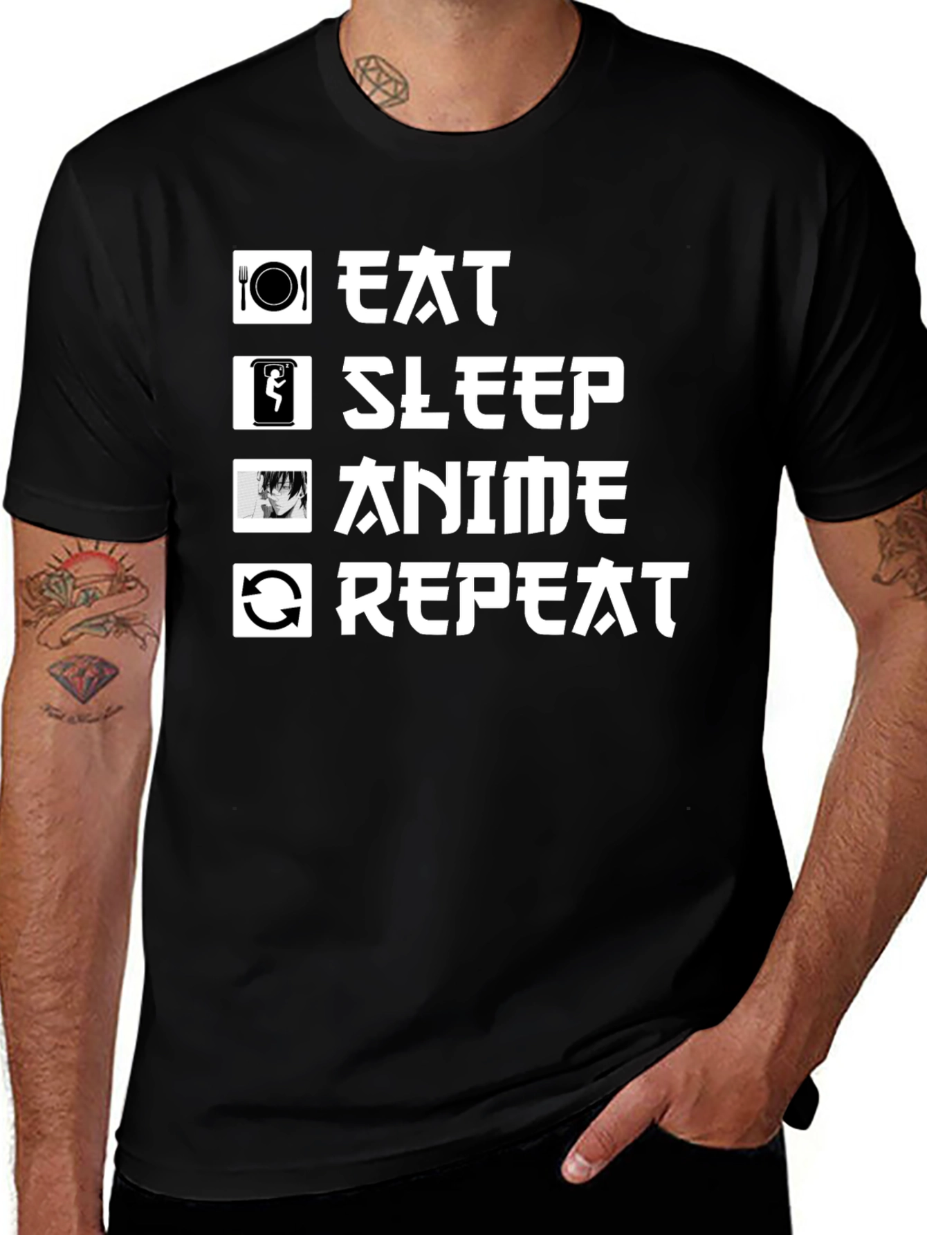 Eat Sleep Anime Repeat Graphic Tee