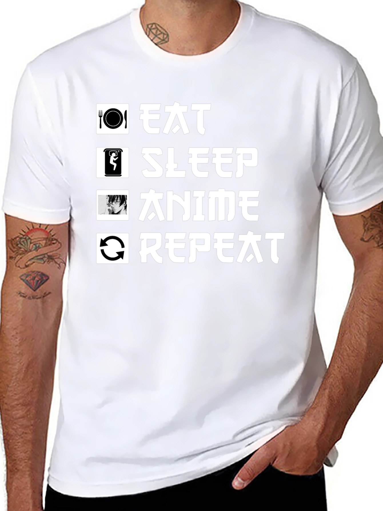 Eat Sleep Anime Repeat Graphic Tee