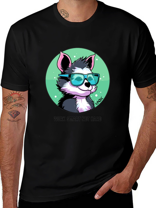 Work Smart Not Hard T-Shirt with Cartoon Fox Design