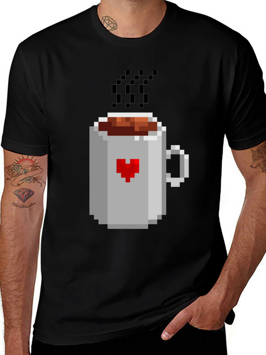 Pixel Heart Coffee Mug T-Shirt - Gamer Style Tee