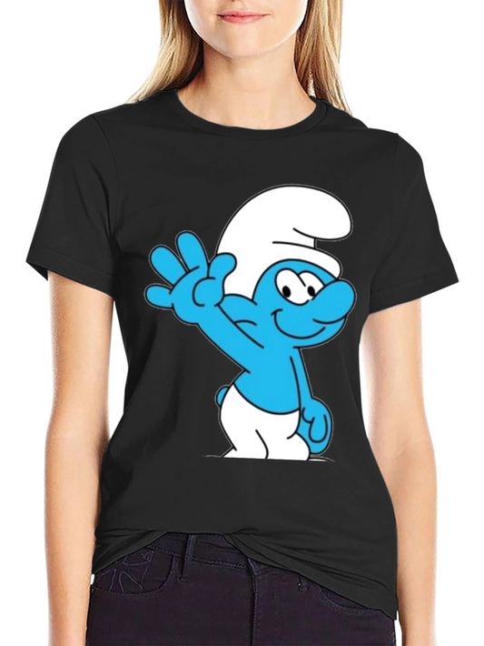 Smurf Cartoon Graphic Black T-Shirt