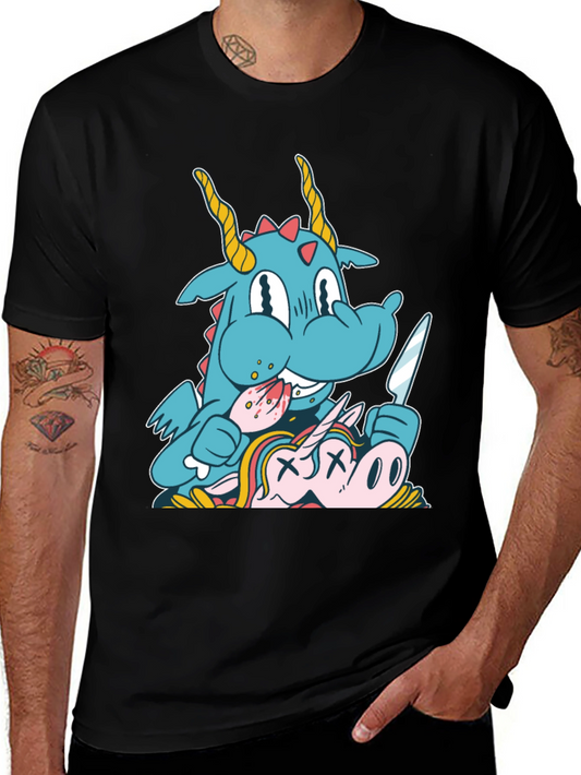 Dragon Eats Unicorn Graphic Tee - Black