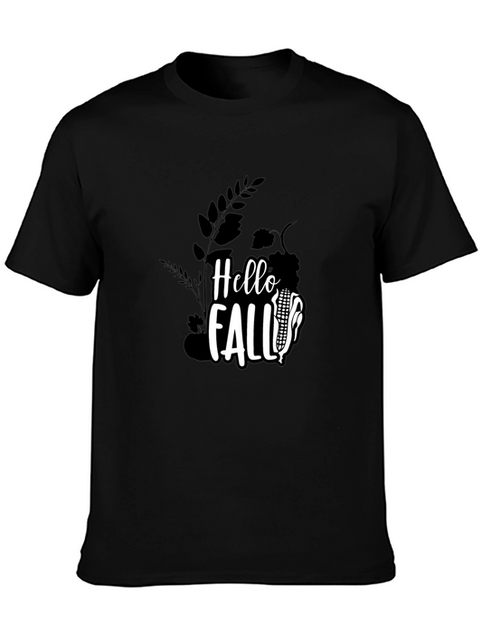 Hello Fall Graphic Tee - Black Cotton Shirt