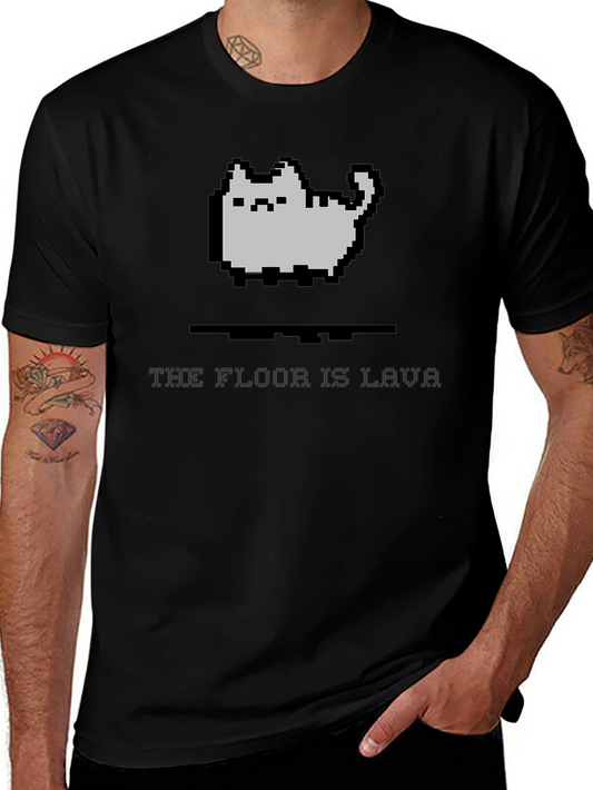 Pixel Cat Lava T-Shirt - Gamer Style