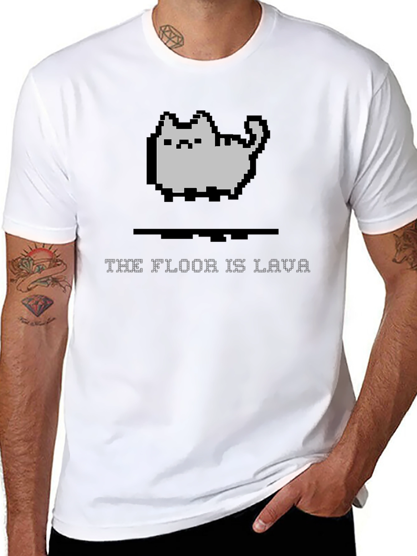 Pixel Cat Lava T-Shirt - Gamer Style