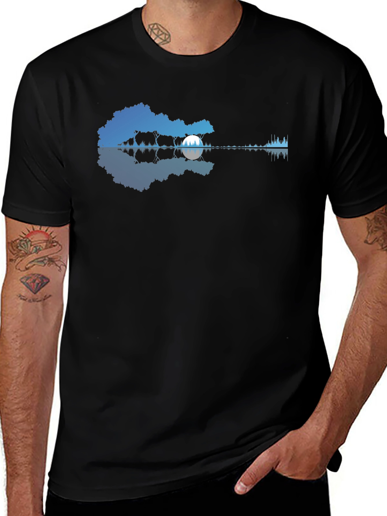 Nature Guitar Black T-Shirt