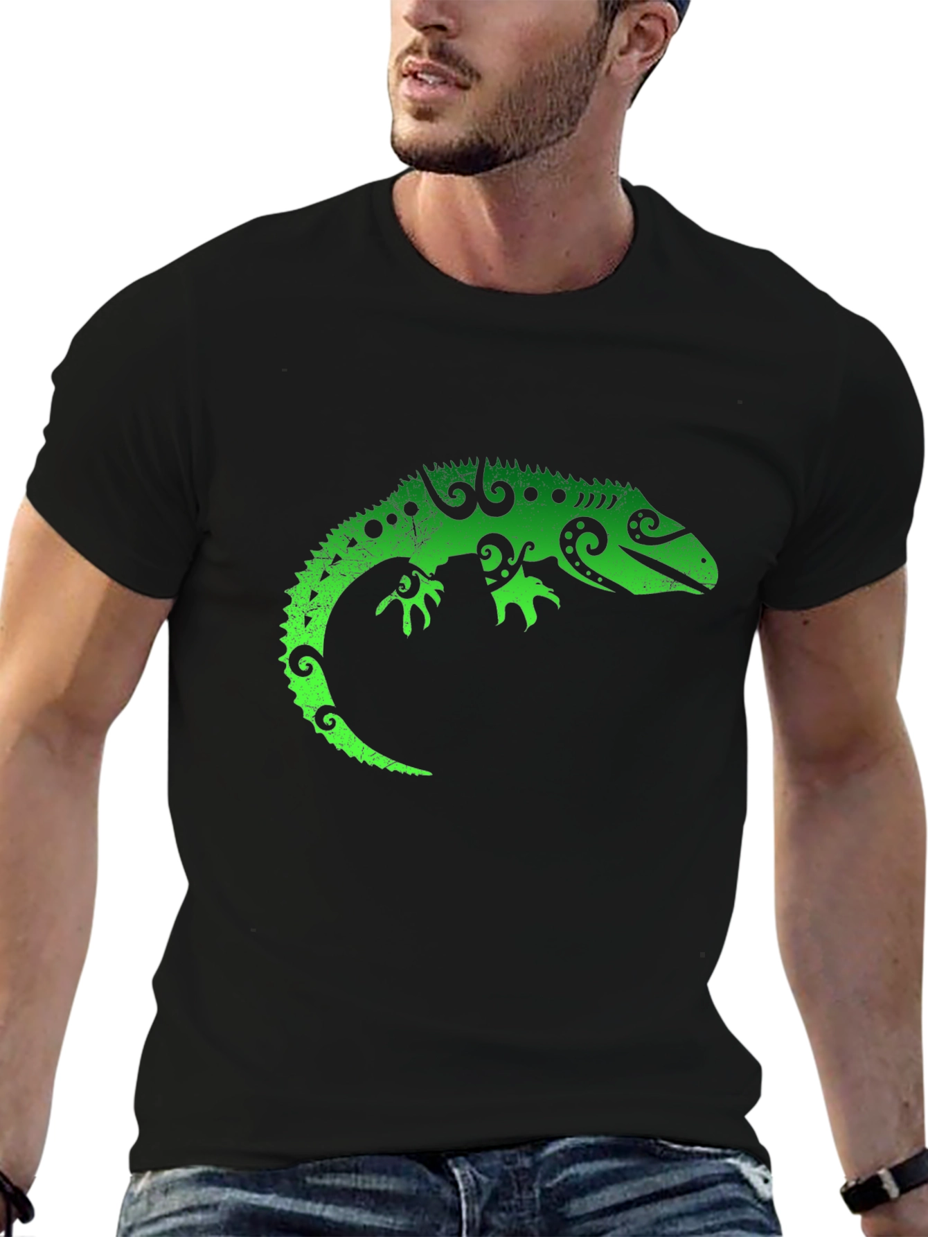 Green Lizard Graphic Tee - Cool Reptile T-Shirt