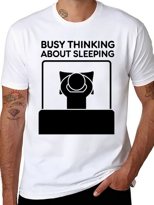 Busy Thinking About Sleeping Black Graphic Tee