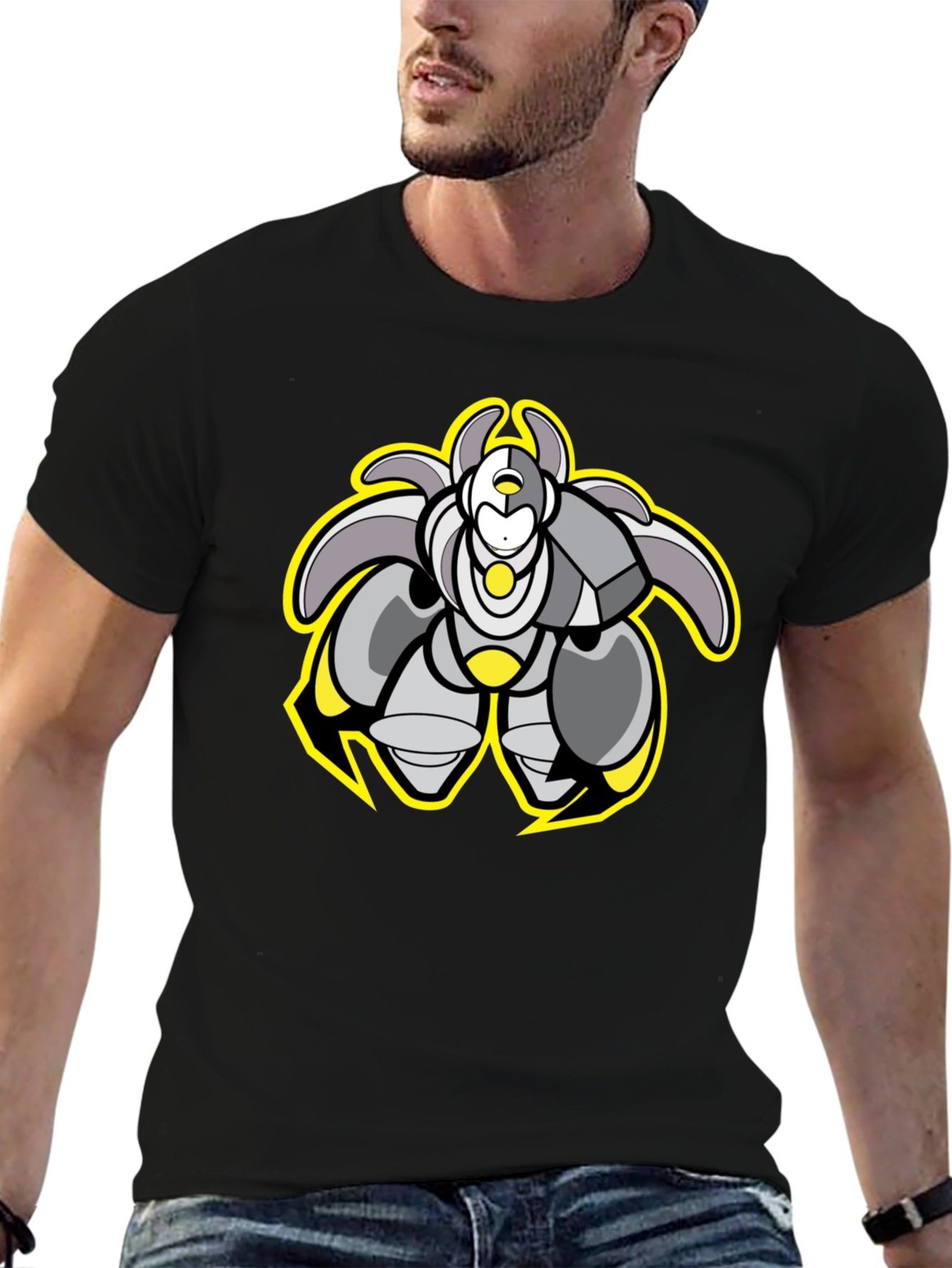 Cool Robot Graphic Black Tee