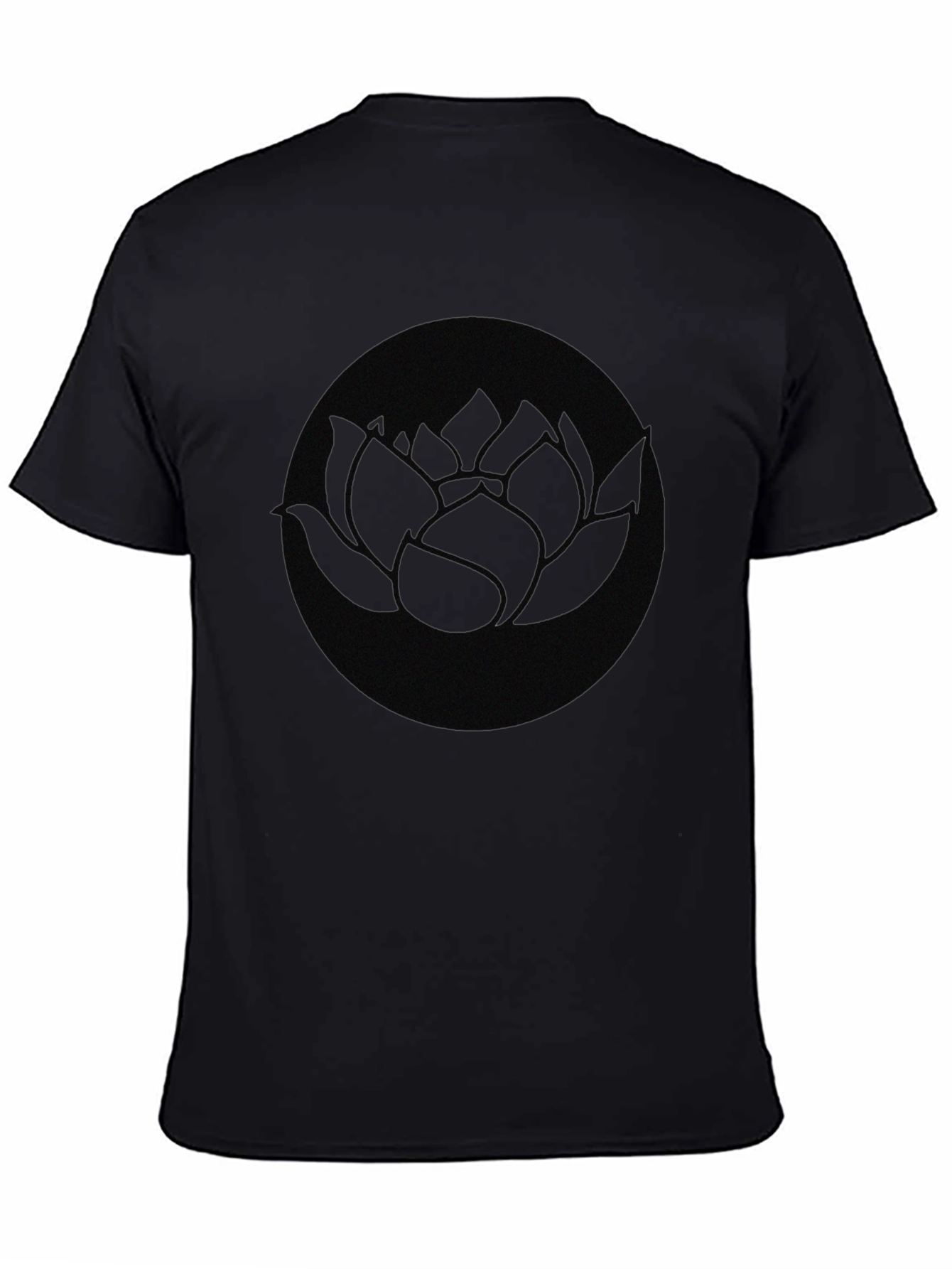 Lotus Circle Graphic Black T-Shirt