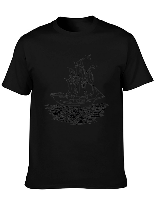 Nautical Black T-Shirt - Ship Graphic Tee