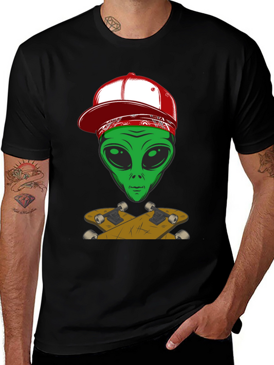 Alien Skateboarder Graphic Tee