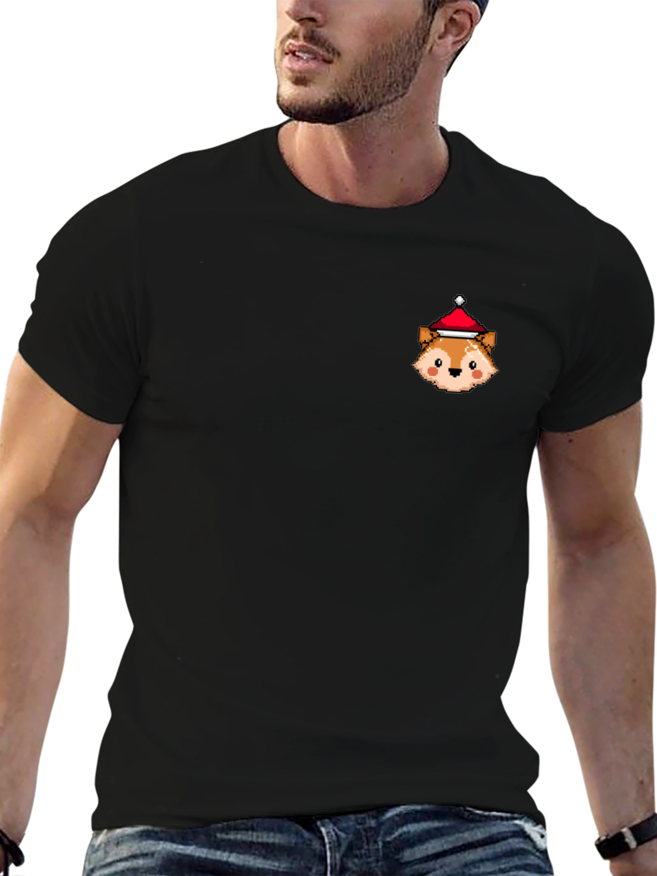 Festive Fox Pixel Art T-Shirt