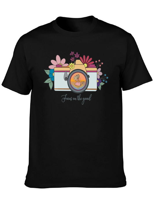Floral Camera Graphic Tee - Focus on the Good!