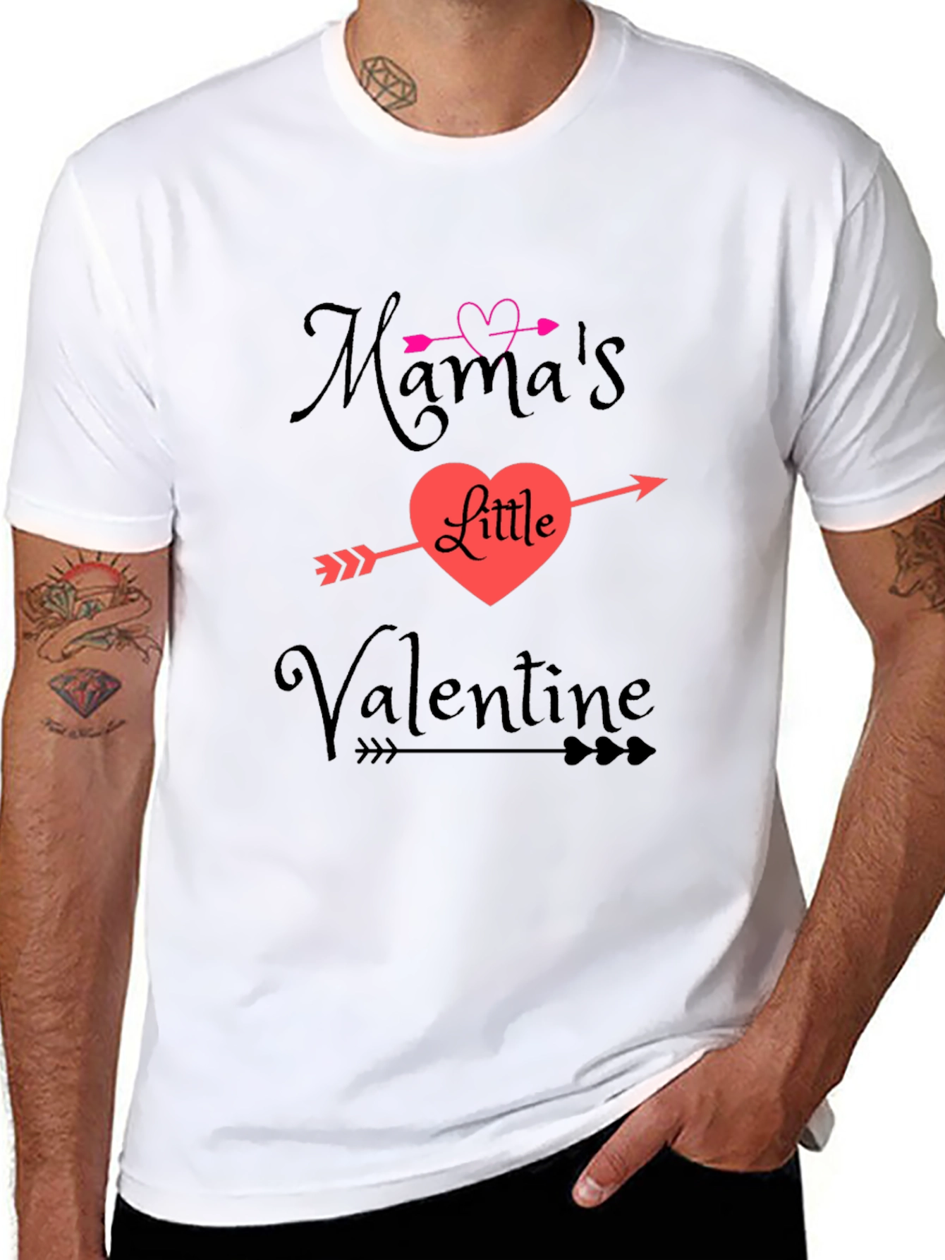 Mamas Little Valentine Arrow Heart Black T-Shirt