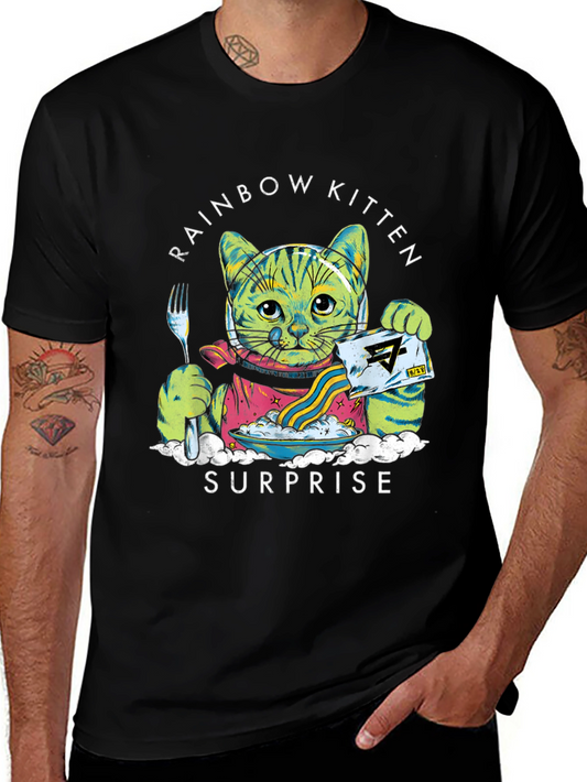 Rainbow Kitten Surprise Black T-Shirt
