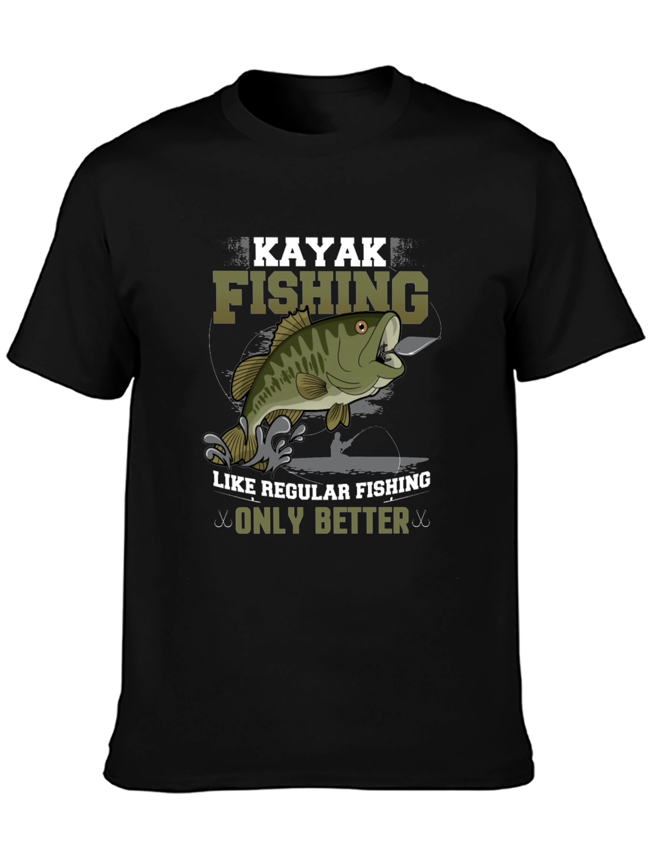 Kayak Fishing Graphic Tee - Only Better Black T-Shirt