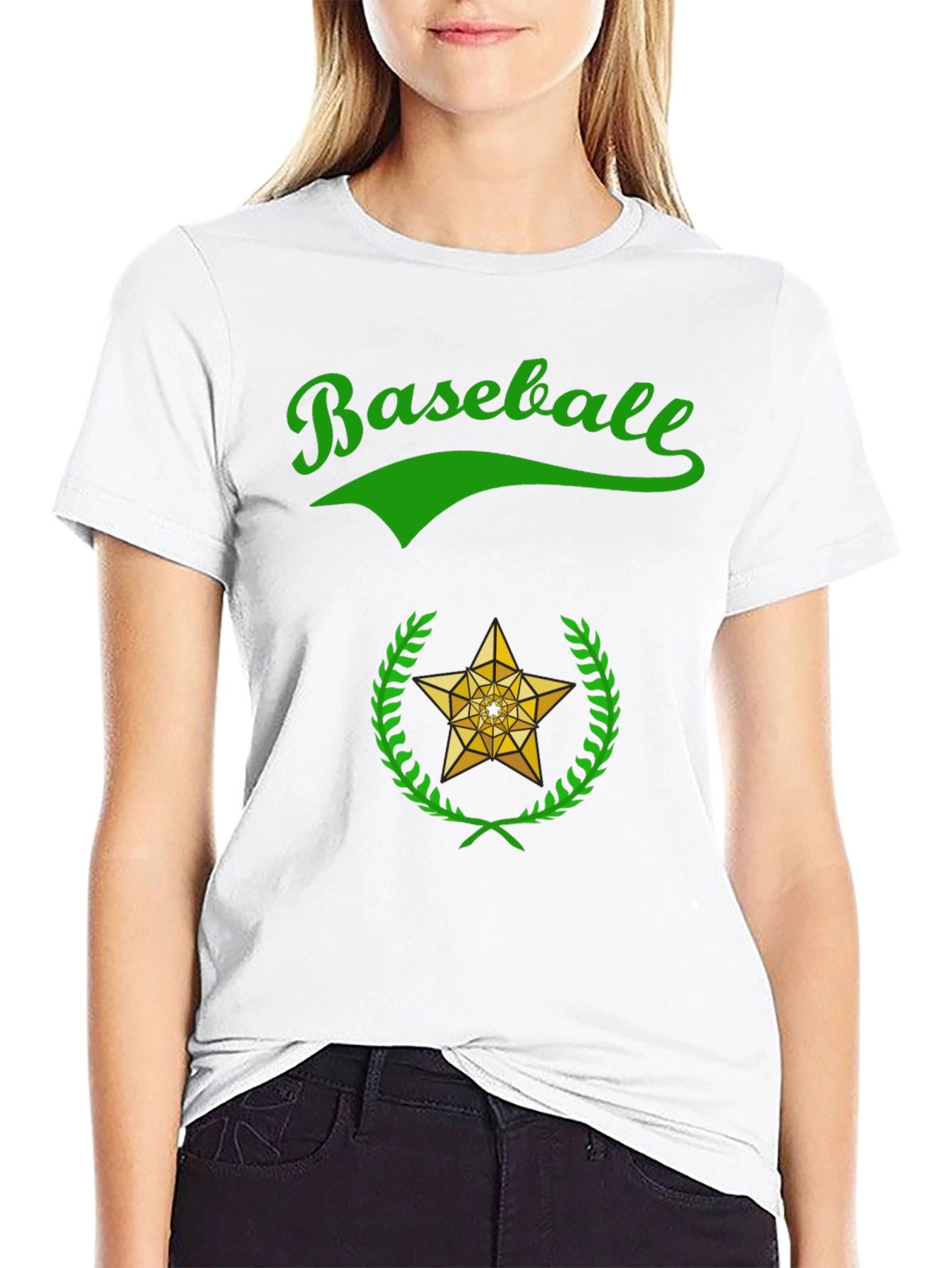 Baseball Star Graphic Tee - Black Cotton T-Shirt