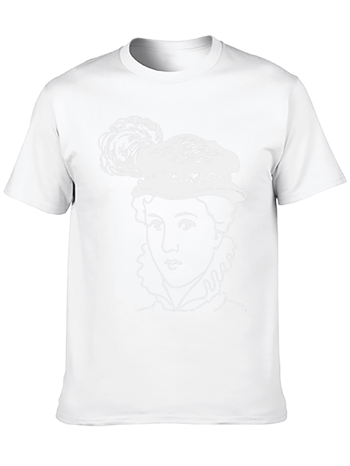 Black T-Shirt with Elizabethan Woman Graphic