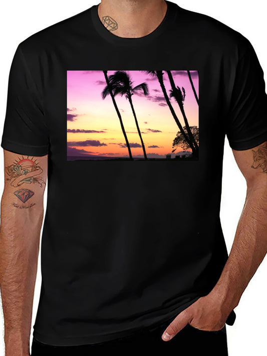 Sunset Palm Tree Graphic T-Shirt - Island Vibes