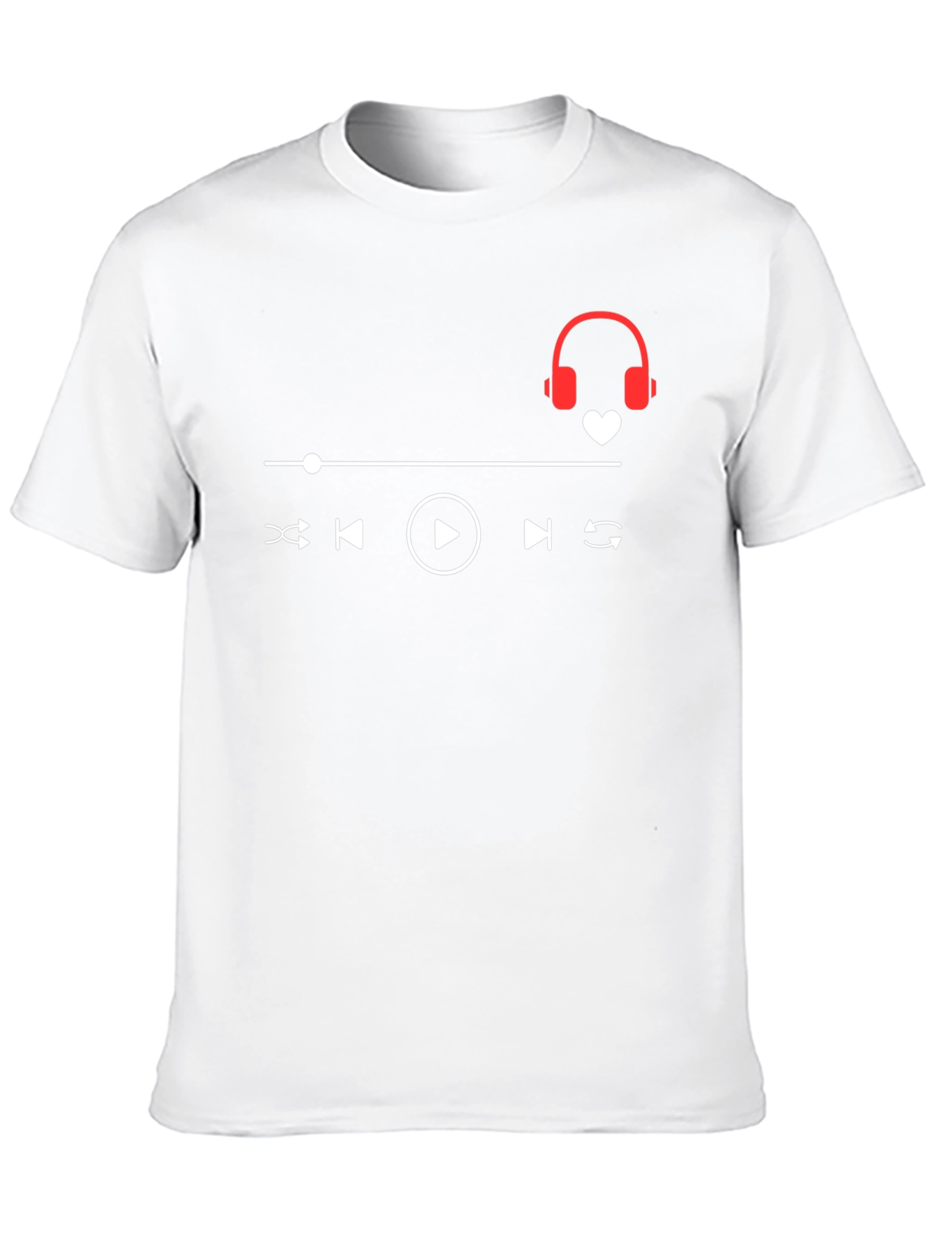 Music Lover T-Shirt - Headphones Heartbeat Design