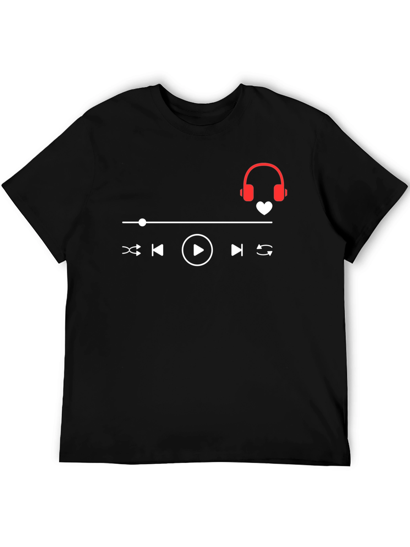 Music Lover T-Shirt - Headphones Heartbeat Design