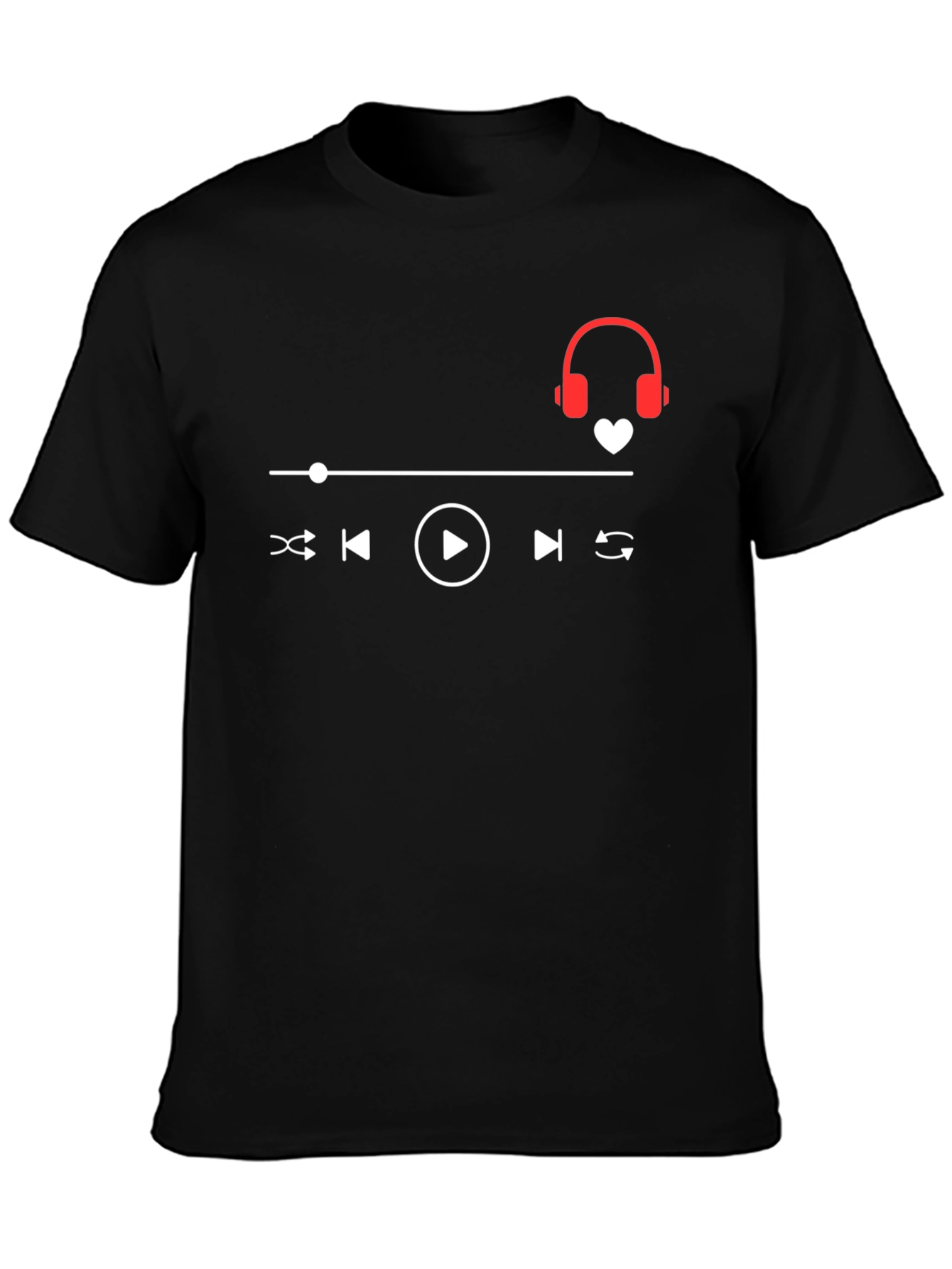 Music Lover T-Shirt - Headphones Heartbeat Design