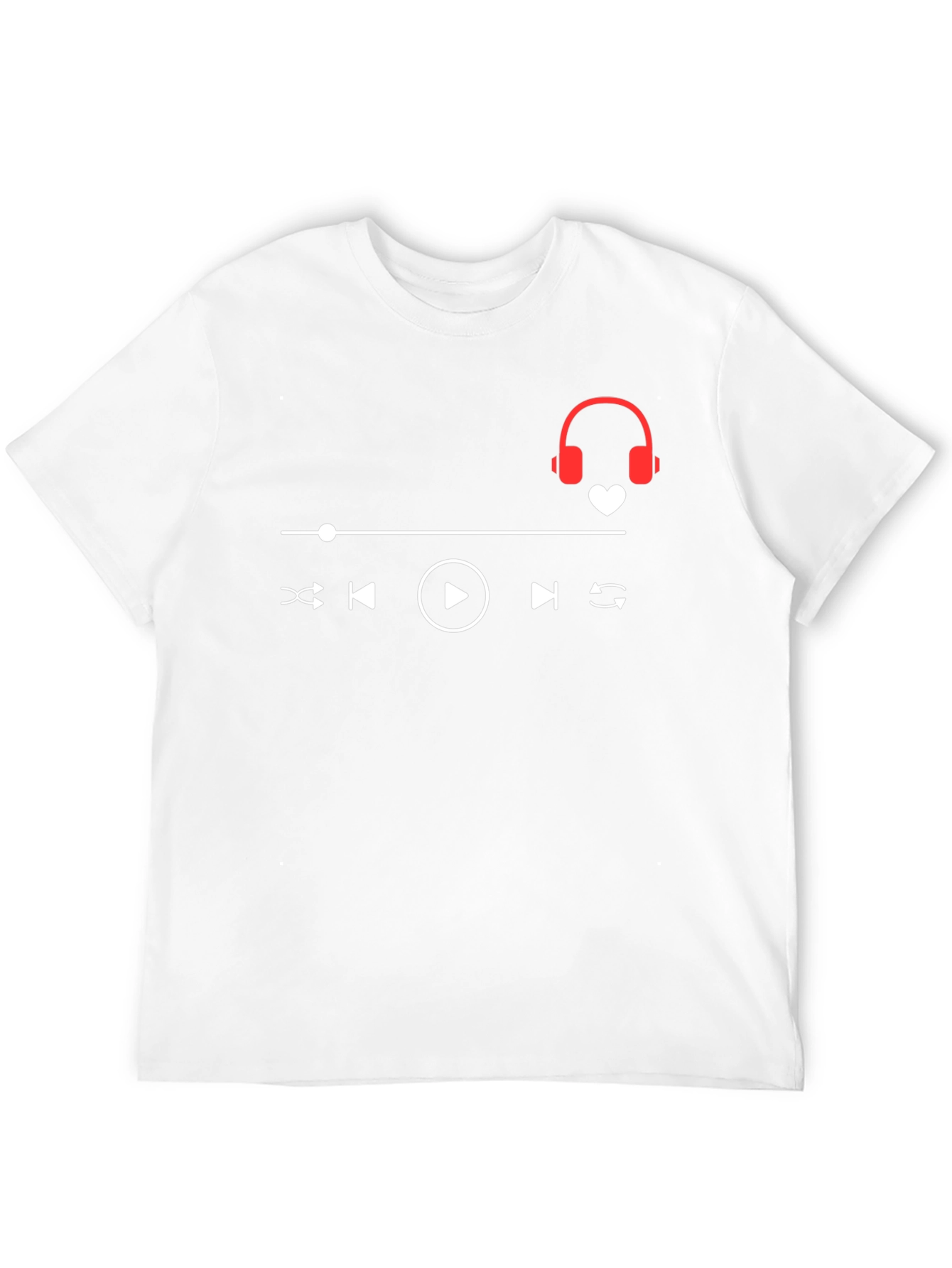 Music Lover T-Shirt - Headphones Heartbeat Design