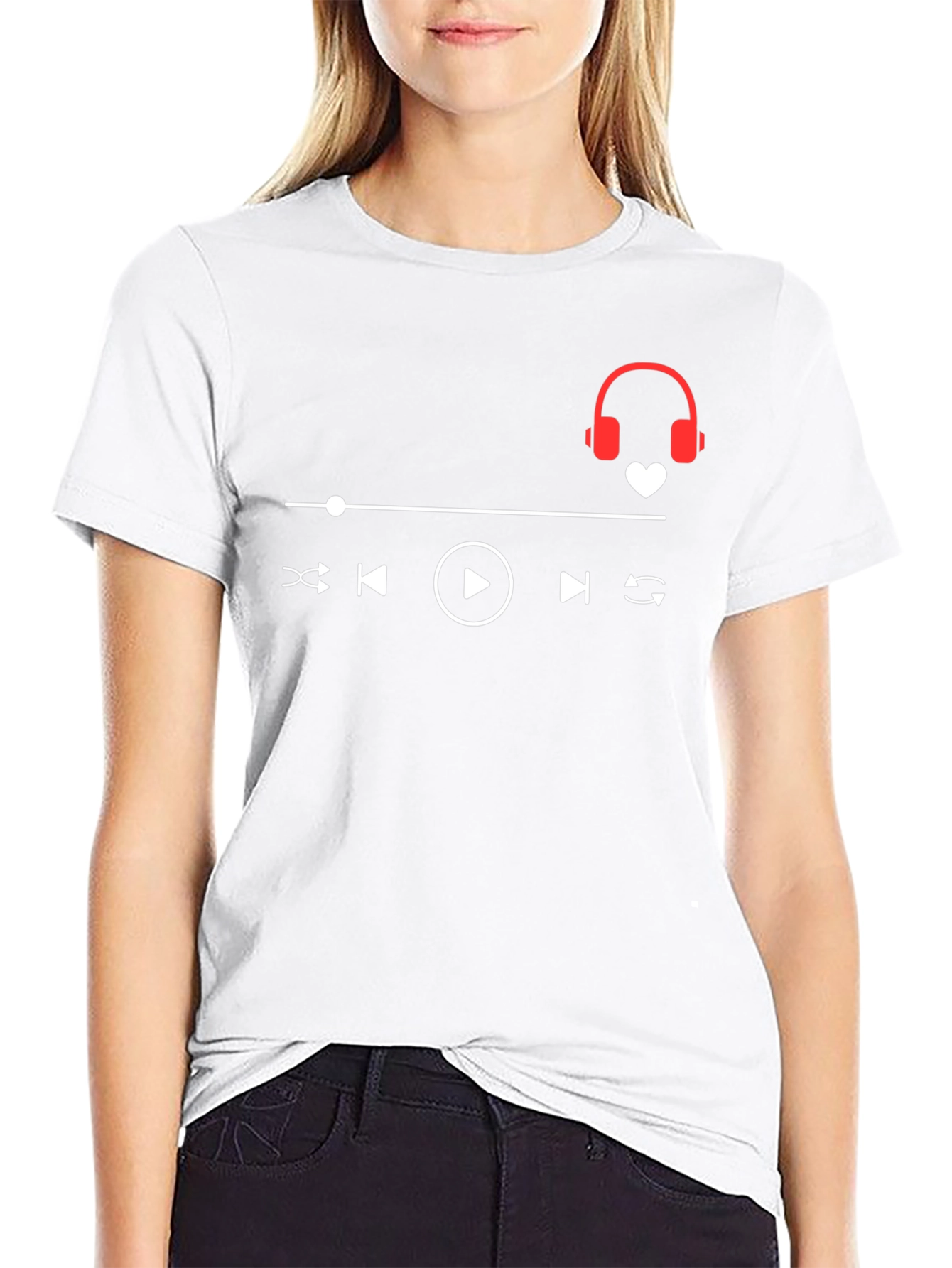 Music Lover T-Shirt - Headphones Heartbeat Design