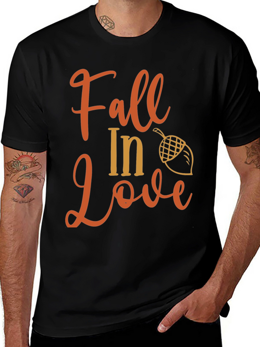 Fall In Love Acorn Graphic Tee - Autumn Season Shirt