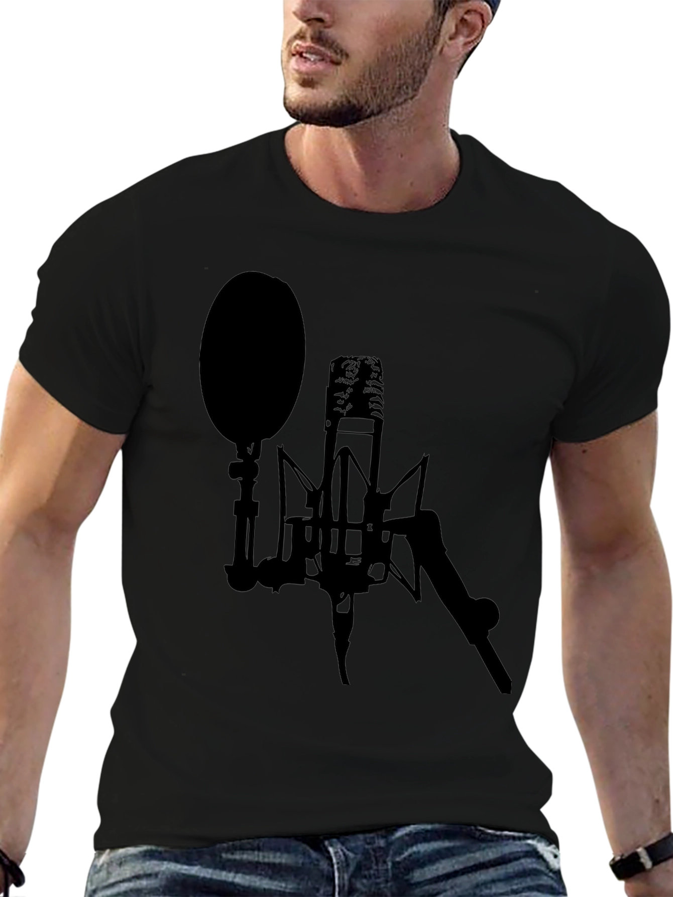 Studio Microphone Black Graphic Tee